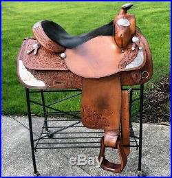 16 HEREFORD TEX TAN Western Show / Pleasure Horse Saddle w Silver