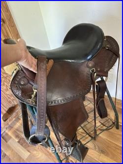 16 Imus 4-Beat Leather Gaited Endurance Trail Saddle & Matching Breast Collar