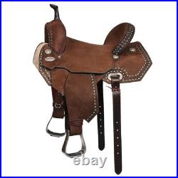 16 In Hilason Western Horse Flex Tree Saddle American Leather Trail Barrel