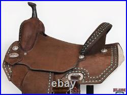 16 In Hilason Western Horse Flex Tree Saddle American Leather Trail Barrel
