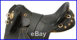 16 Inch Australian Stockpoly Saddle-Black Leather-No Horn-Regular Tree