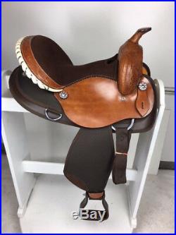 16 Inch New Western Semi Leather Synthetic Pleasure Trail Horse Saddle Brown