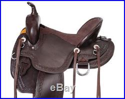 16 Inch Western Mule Saddle Dark Oil Leather Mule Bars-7 Inch Gullet