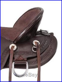 16 Inch Western Mule Saddle Dark Oil Leather Mule Bars-7 Inch Gullet