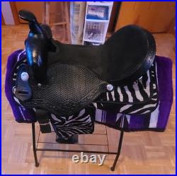 16 King Series Black Leather/Zebra Weatern Saddle