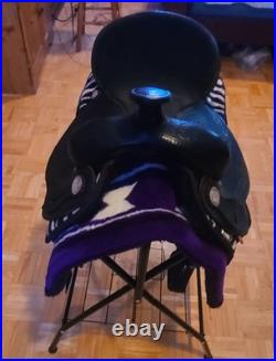 16 King Series Black Leather/Zebra Weatern Saddle