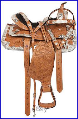 16 Light Oil Western Show Equitation Pleasure Leather Horse Saddle Tack Set