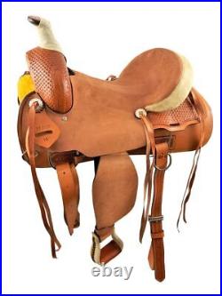 16 Medium Oil Hard Seat Roper Style Horse saddle with roughout fenders & jockey