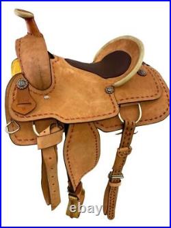 16 Roper Style Saddle Tan Rough Out With Leather Inlay Seat. Horse Saddle