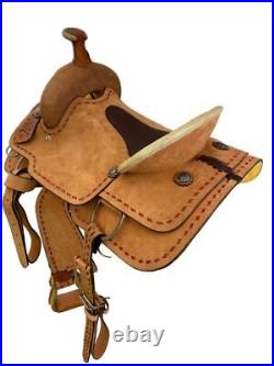 16 Roper Style Saddle Tan Rough Out With Leather Inlay Seat. Horse Saddle