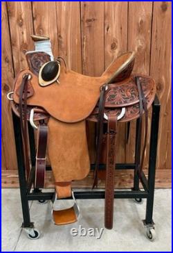 16 SRS Wade Tree Saddle Mule Hide Round Skirt Bucking Rolls