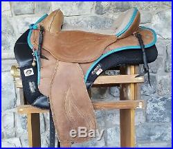 16 Sensation western sport treeless saddle, ecogold pad, sheepskin seat saver