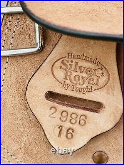 16 Silver Royal Roughout Trainer- Western Saddle, Tear Drop Fender