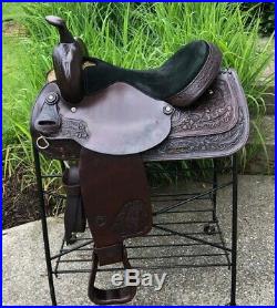 16 Tex Tan Dark Oil Tooled Western Horse Saddle