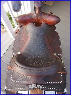 16'' Vintage Western Buck Stitched Saddle Pleasure Trail Or Show Fqhb 36lbs