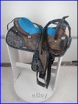 16 Western Leather Barrel Pleasure Trail Black Royal Blue Horse Saddle Tack