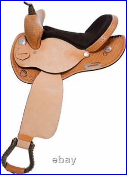 16 Western Natural Leather Hand Tooled Arabian Style Skirt Saddle