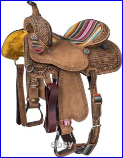 16 Western Saddle Serape Print Seat Roughout Leather Saddle Only or Package