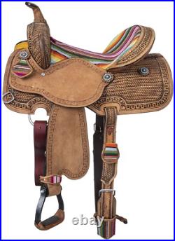 16 Western Saddle Serape Print Seat Roughout Leather Saddle Only or Package