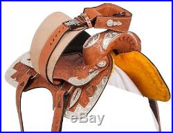 16 Western Show Saddle Pleasure Trail Parade Horse Leather Tack Set Silver