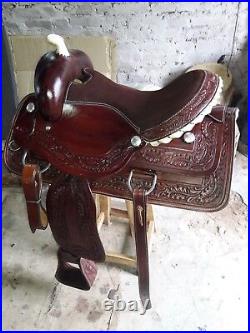 16'' brown leather western saddle Pleasure Style Saddle