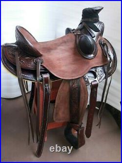 16'' brown western heavy duty wade ranch roper saddle