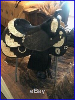 16 circle y black and silver show saddle