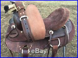 16 dark oil rough out leather Western mule saddle