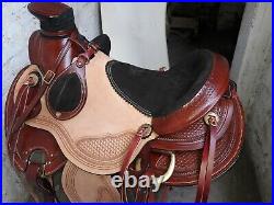 16'' fully leather western heavy duty ranch roper saddle