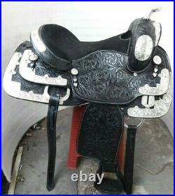 16'' new western saddle fully show saddle with silver corner canchos & saddlepad