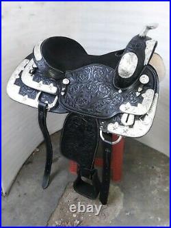 16'' new western saddle fully show saddle with silver corner canchos & saddlepad