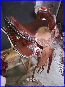 16'' western saddle barrel racing Style Saddle with rough out fender & jockey
