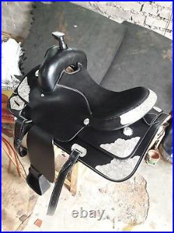 16'' western saddle black leather fully show saddle pleasure style