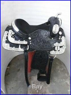 16'' western saddle fully show saddle with silver corner canchos & saddlepad