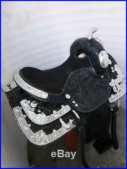 16'' western saddle fully show saddle with silver corner canchos & saddlepad