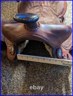 16in handmade by williams leather horse saddle USED