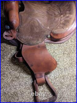 16in handmade by williams leather horse saddle USED