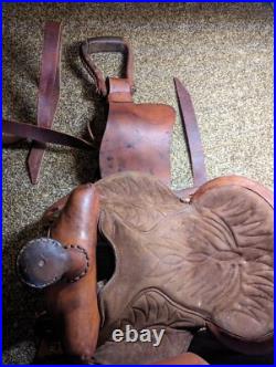 16in handmade by williams leather horse saddle USED