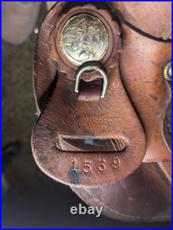 16in handmade by williams leather horse saddle USED
