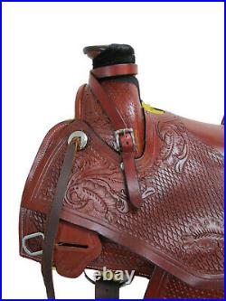 17 16 15 Cowgirl Western Roping Roper Wade Saddle Horse Basket Weave Tooled Tack