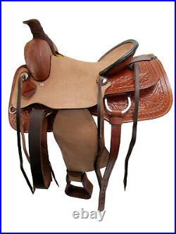 17 16 15 Premium Tooled Rodeo Western Saddle Ranch Roping Roper Leather Tack