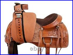 17 16 15 Pro Western Horse Saddle Roping Roper Pleasure Horse Tooled Leather Set