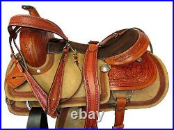 17 16 15 Western Trail Saddle Oak Floral Tooled Leather Horse Show Pleasure Tack