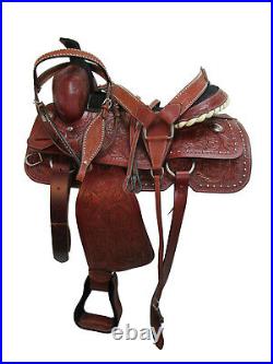 17 16 Comfy Trail Saddle Western Horse Pleasure Floral Tooled Leather Tack Set