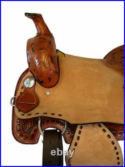 17 16 Roper Work Ranch Western Horse Roping Tooled Leather Deep Seat Saddle Set