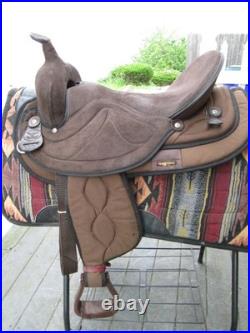 17'' BIG HORN 504 FQH BARS Brown Western suede leather Trail saddle USA