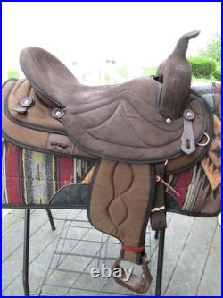 17'' BIG HORN 504 FQH BARS Brown Western suede leather Trail saddle USA