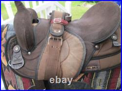17'' BIG HORN 504 FQH BARS Brown Western suede leather Trail saddle USA