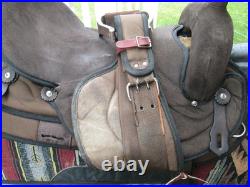 17'' BIG HORN 504 FQH BARS Brown Western suede leather Trail saddle USA