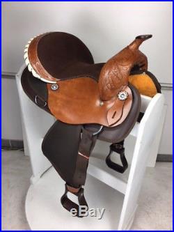 17 Inch New Western Semi Leather Synthetic Pleasure Trail Horse Saddle Brown